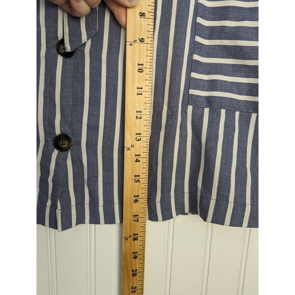 Altar'd State Women Button Up Front Tie Skirt Blue White Striped  Pockets Size L - Picture 9 of 9